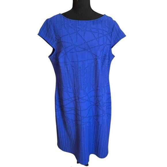 julia jordan Dresses & Skirts - Julia Jordan Womens Rio Geo Embroidered Cap Sleeve Sheath Dress Blue Size 16W